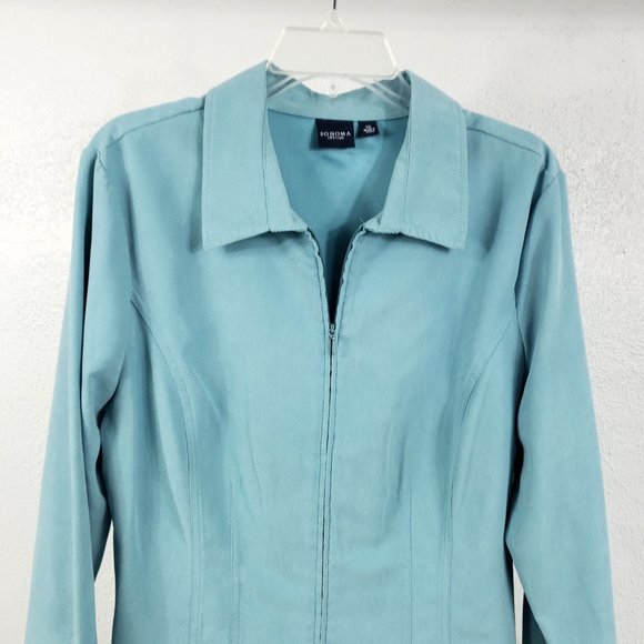 Sonoma Life Styles Women's Turquoise Full Zip Light Weight Jacket Coat - Picture 2 of 12